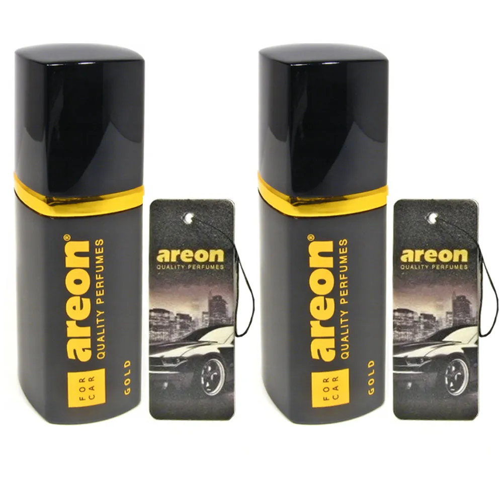 2 Areon Premium Air Freshener Gold Scent Luxury Car Perfume Long Lasting 50ml