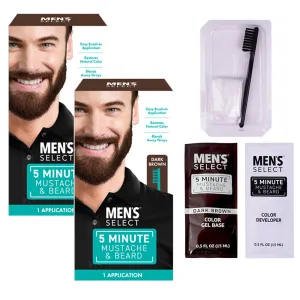 2 Packs Men's Dark Brown Hair Dye Mustache Beard 5 Min Permanent Brush In Color