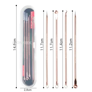 4pcs/set Dual Heads Acne Needle Blackhead Blemish Squeeze Pimple Extractor Remover Spot Cleaner Beauty Skin Care Tool Kit