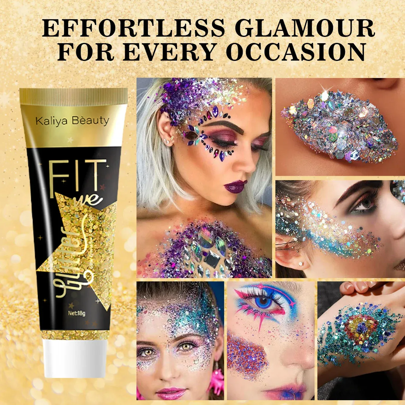 6 Glitter Gel For Face Hair & Stage Long Lasting Sparkle & Wash
