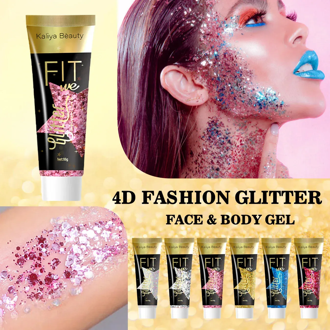 6 Glitter Gel For Face Hair & Stage Long Lasting Sparkle & Wash