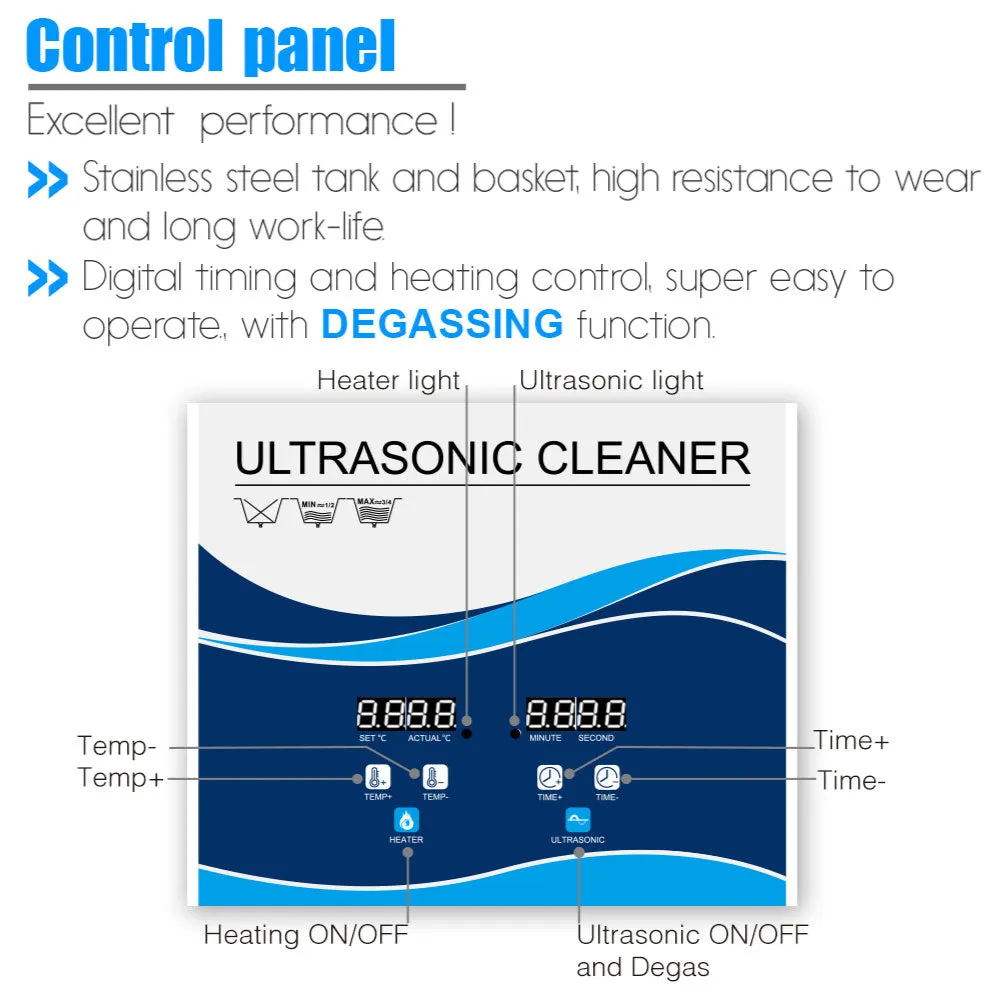 6.5L Digital Ultrasonic Cleaner | Jewelry & Parts Cleaning | Ultra Sonic Bath with Degas Function
