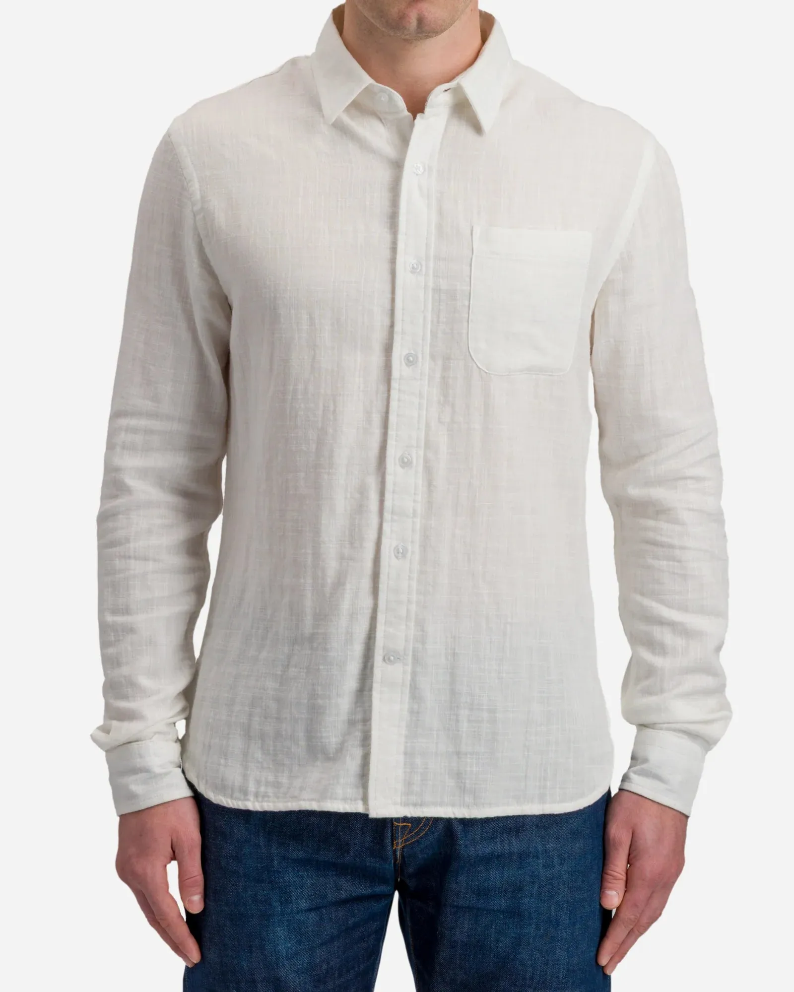 Ace Rivington Double Gauze Long Sleeve Tailored Shirt - Chalk