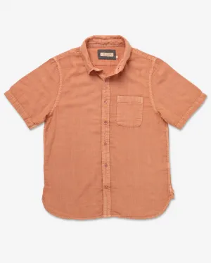 Ace Rivington Double Gauze Short Sleeve Tailored Shirt - Pigment Washed Coral