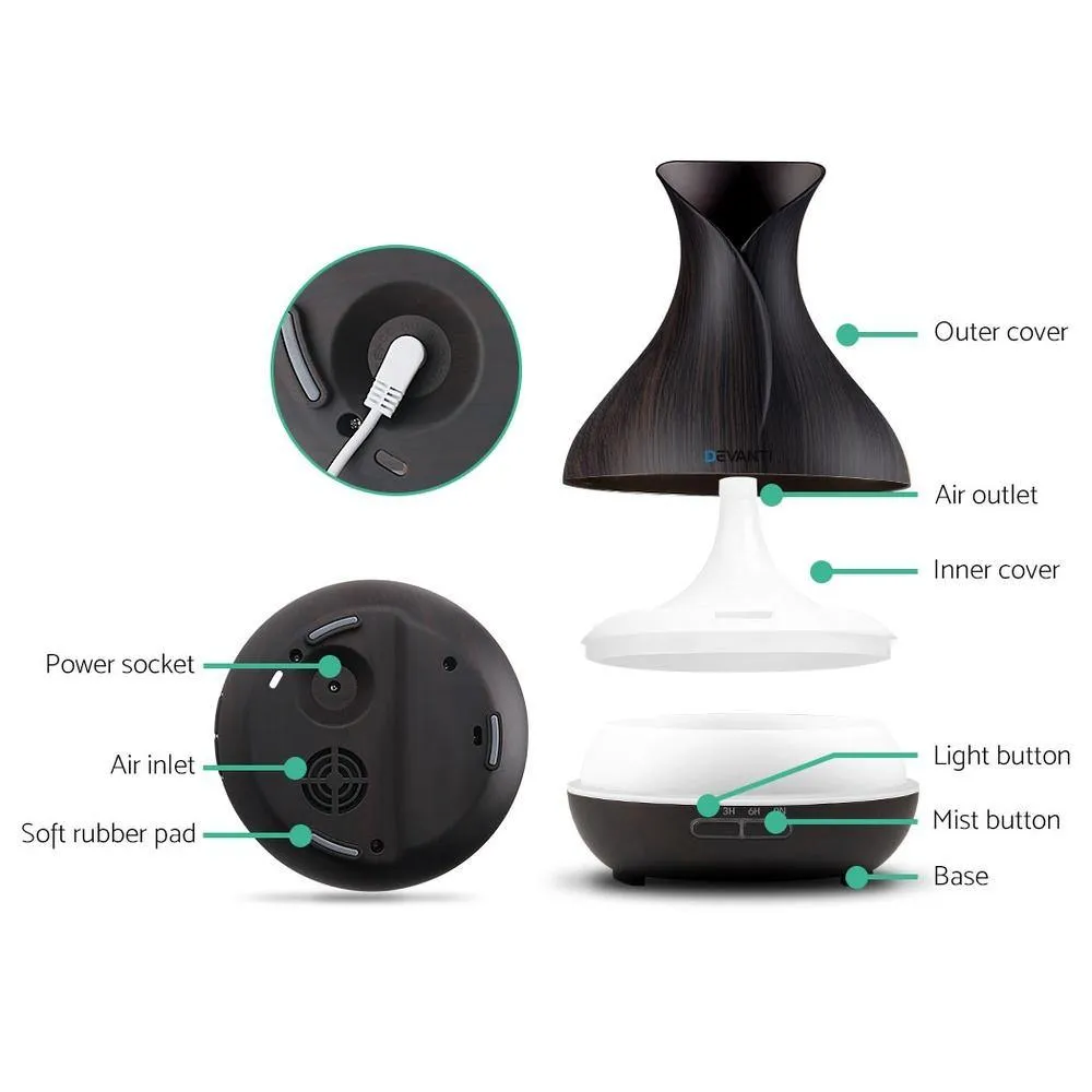 Aromatherapy Aroma Humidifier Essential Oil Diffuser  - Dark Wood
