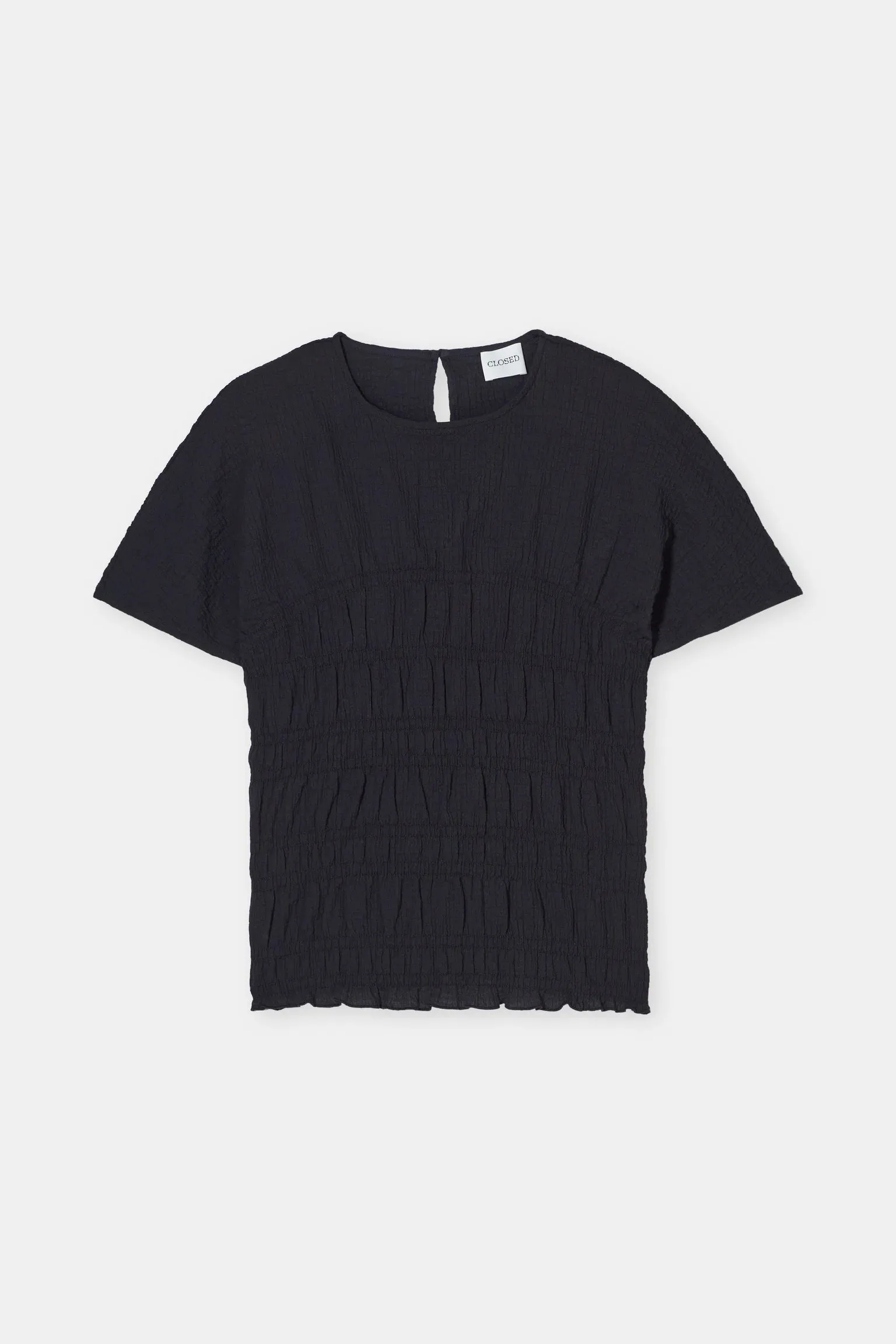 Closed Crinkle Effect Top - Black