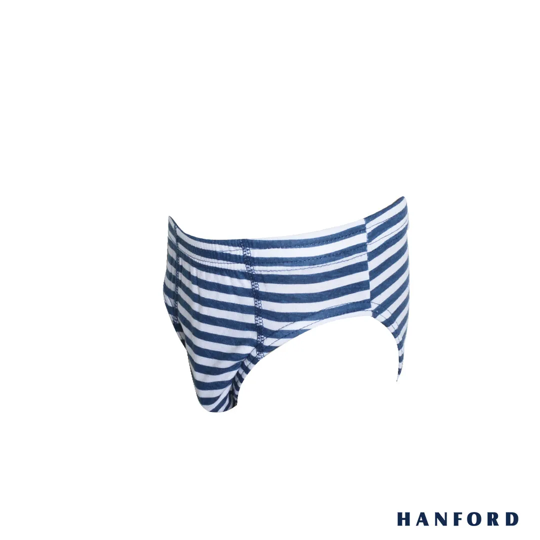 Hanford Kids/Teens Regular Cotton Briefs Inside Garter Noddy - 2 Plain Color/1 Stripe (3in1 Pack)