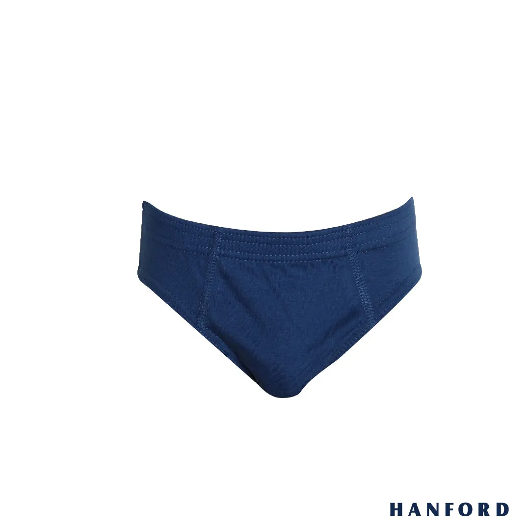 Hanford Kids/Teens Regular Cotton Briefs Inside Garter Noddy - 2 Plain Color/1 Stripe (3in1 Pack)