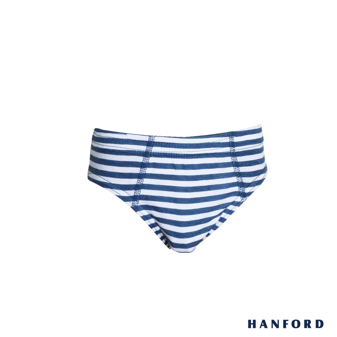 Hanford Kids/Teens Regular Cotton Briefs Inside Garter Noddy - 2 Plain Color/1 Stripe (3in1 Pack)