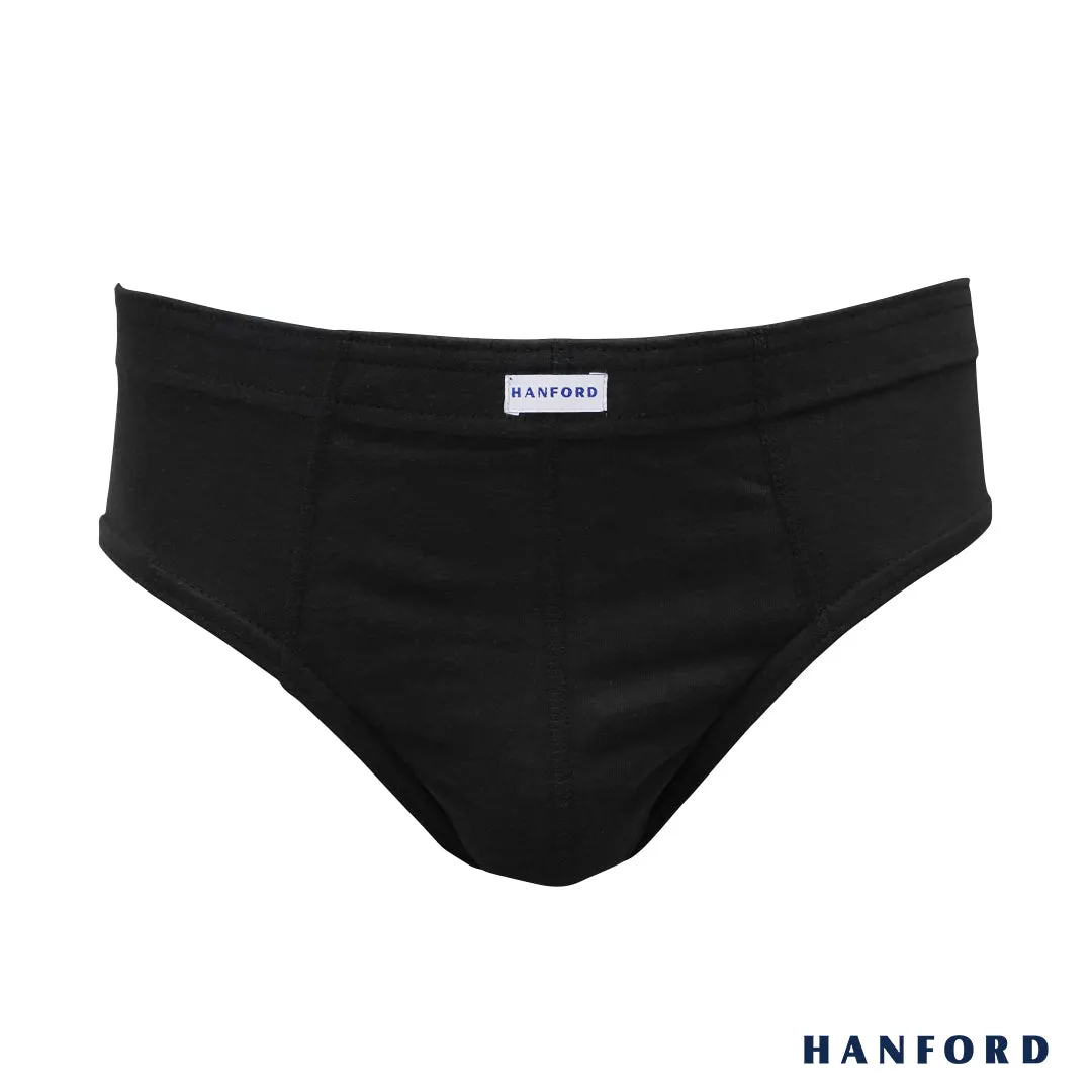 Hanford Men Regular Cotton Briefs Inside Garter V313 - Black (3in1 Pack)