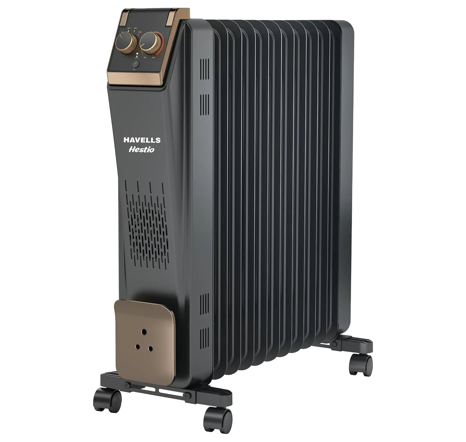 Havells 11 Fin Hestio Straight Fin OFR | 2900 Watt, Thermostatic heat control with 3 power settings & PTC fan control | Superior grade oil for long-lasting heat | ( Black)