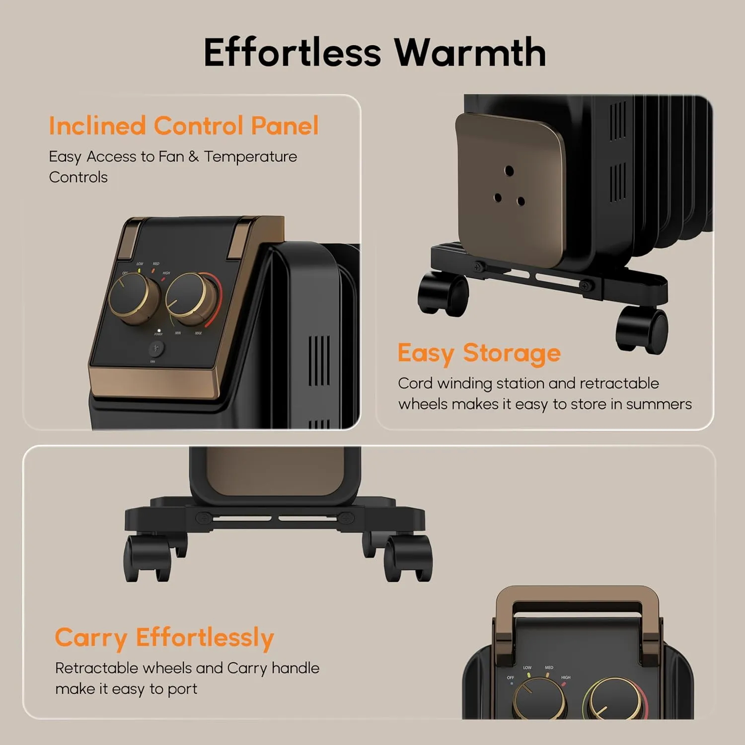 Havells 11 Fin Hestio Straight Fin OFR | 2900 Watt, Thermostatic heat control with 3 power settings & PTC fan control | Superior grade oil for long-lasting heat | ( Black)