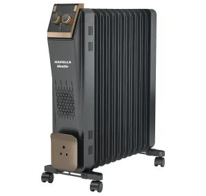 Havells 11 Fin Hestio Straight Fin OFR | 2900 Watt, Thermostatic heat control with 3 power settings & PTC fan control | Superior grade oil for long-lasting heat | ( Black)