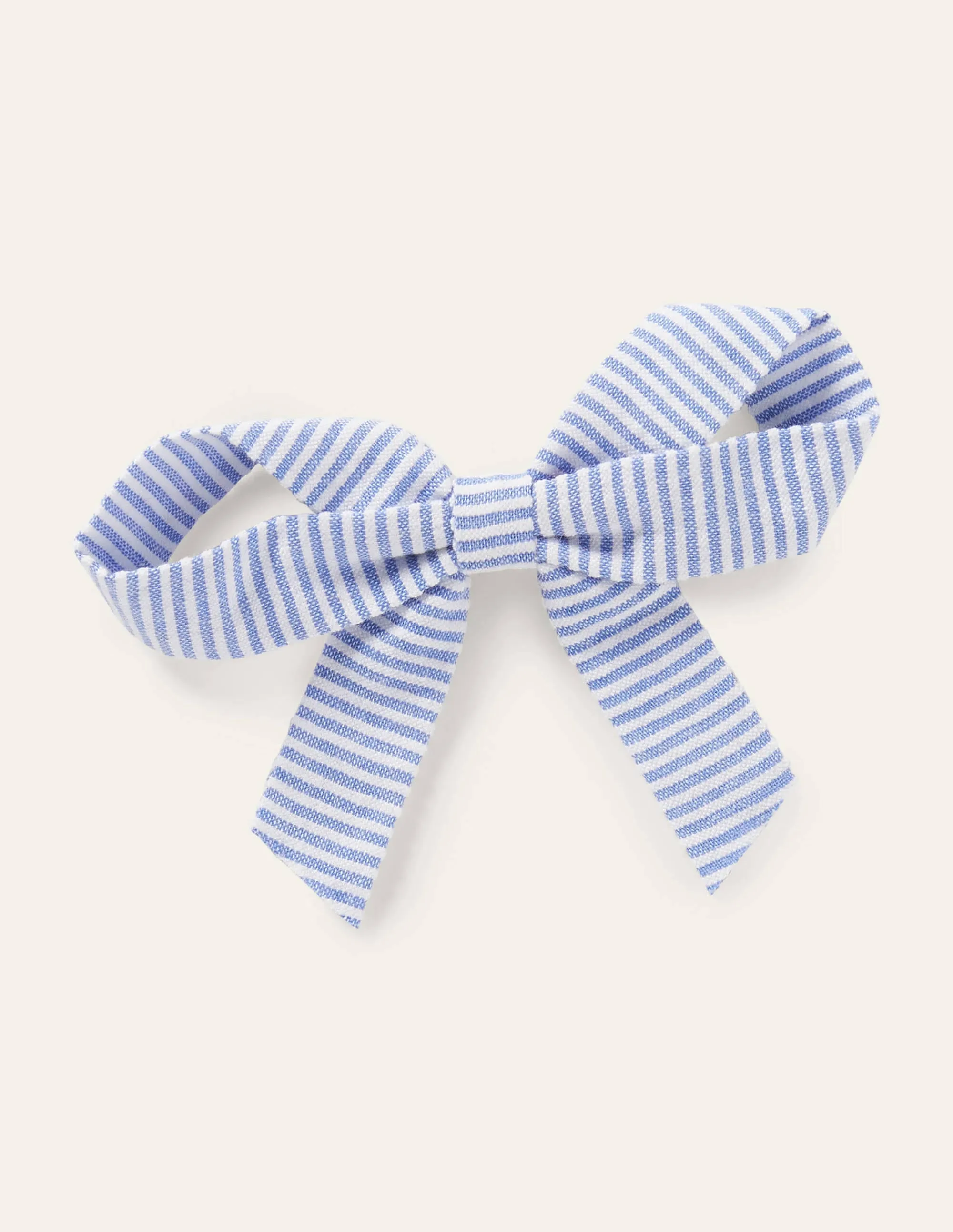 Large Bow Hair Clip-Blue Ticking