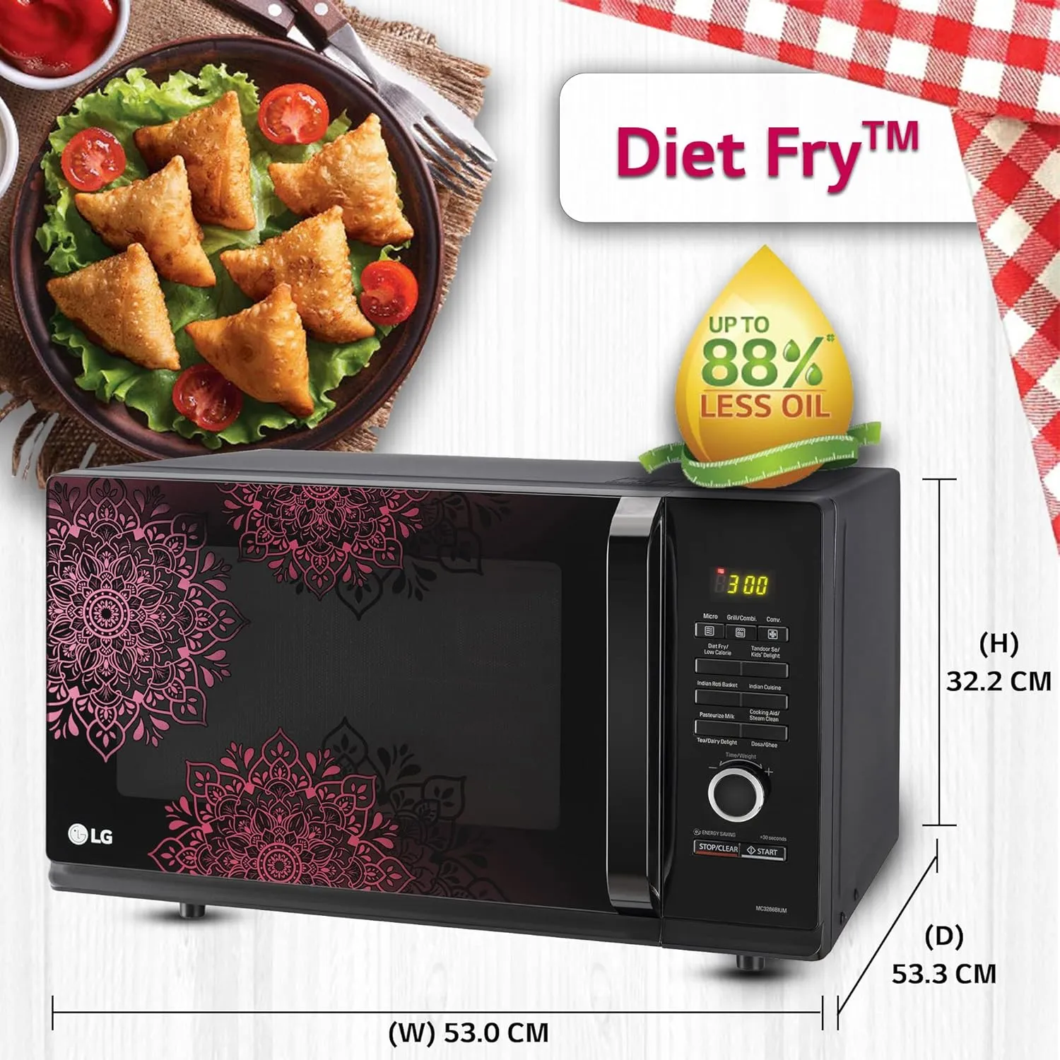 LG MC3286BIUM 32 L Convection Microwave Oven ( Black, Diet Fry, 360 Motorised Rotisserie)