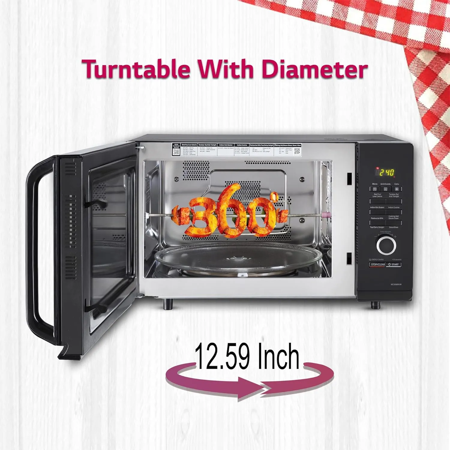 LG MC3286BIUM 32 L Convection Microwave Oven ( Black, Diet Fry, 360 Motorised Rotisserie)
