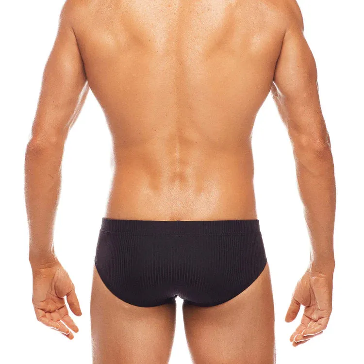 Ribbed Lo Rise Swim Brief (Black)